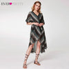 Casual Printed Homecoming Dresses Ever Pretty AS05971 V-Neck Knee-Length Striped Simple Short Beach Dresses Vestidos Cortos